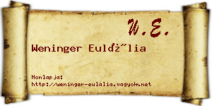 Weninger Eulália névjegykártya